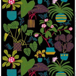 Marimekko Black/Green/Plum Ikkunaprinssi Fabric