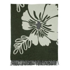 Marimekko Elakoon Elama White / Black / Green Blanket -Marimekko marimekko elakoon elama white black green blanket 72