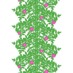 Marimekko Green/White/Pink Ruusupuu Fabric