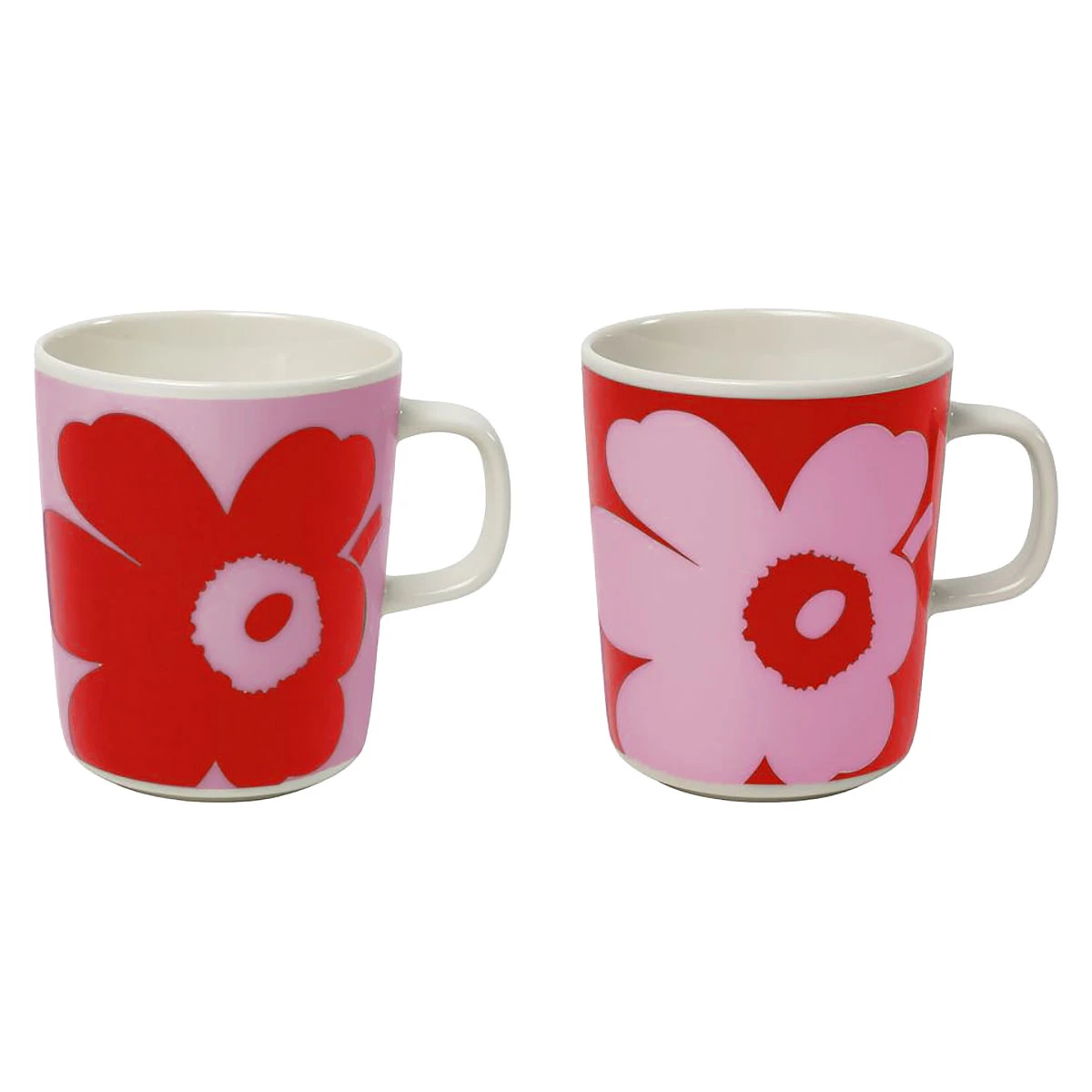Marimekko Juhla Unikko Pink / Red Mugs - Boxed Set Of 2 5 Marimekko Juhla Unikko Pink / Red Mugs - Boxed Set Of 2 - Image 3