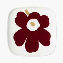 Marimekko Juhla Unikko Small Wine & White Square Plate Set -Marimekko marimekko juhla unikko small wine white square plate set 44