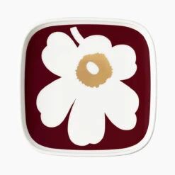 Marimekko Juhla Unikko Small Wine & White Square Plate Set -Marimekko marimekko juhla unikko small wine white square plate set 47