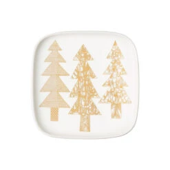 Marimekko Kuusikossa Small White & Gold Square Plate