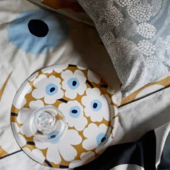 Marimekko Mini Unikko Beige / Blue Round Tray -Marimekko marimekko mini unikko beige blue round tray 41