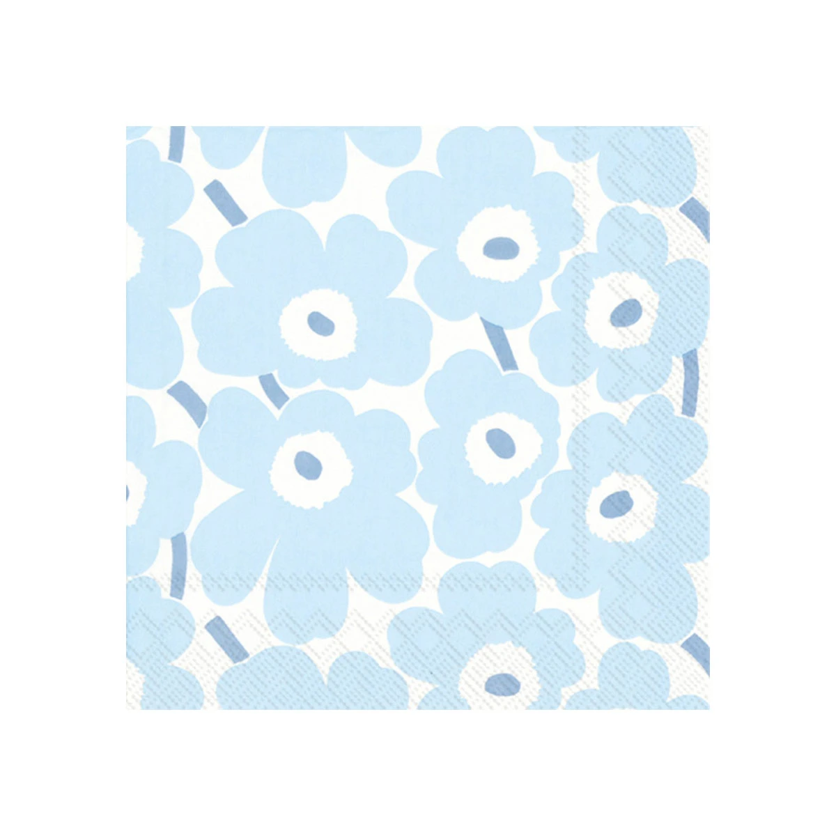 Marimekko Mini Unikko Light Blue / White Cocktail Napkins 3 Marimekko Mini Unikko Light Blue / White Cocktail Napkins
