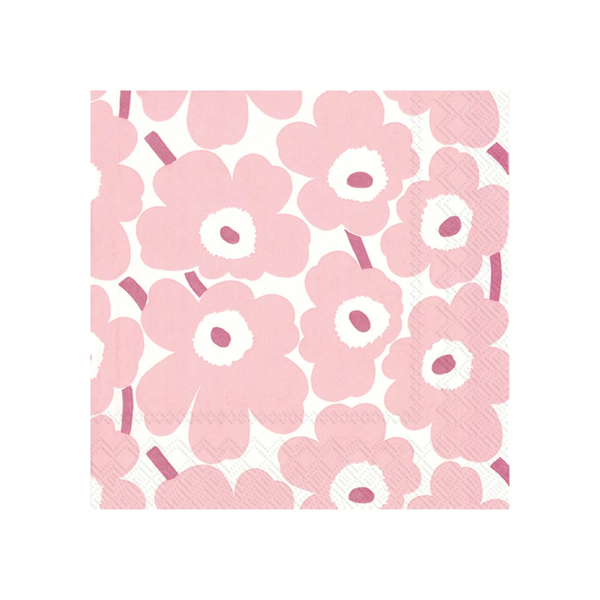 Marimekko Mini Unikko Light Pink / White Cocktail Napkins 3 Marimekko Mini Unikko Light Pink / White Cocktail Napkins