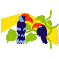 Marimekko Pepe Yellow/Blue Fabric Repeat -Marimekko marimekko pepe white multi fabric 50