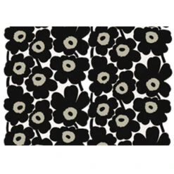 Marimekko Pieni Unikko Black Canvas Fabric