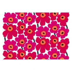 Marimekko Pieni Unikko Red Acrylic-Coated Fabric