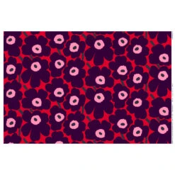 Marimekko Pieni Unikko Red / Plum / Pink Acrylic-coated Cotton -Marimekko marimekko pieni unikko red plum pink acrylic coated cotton 53