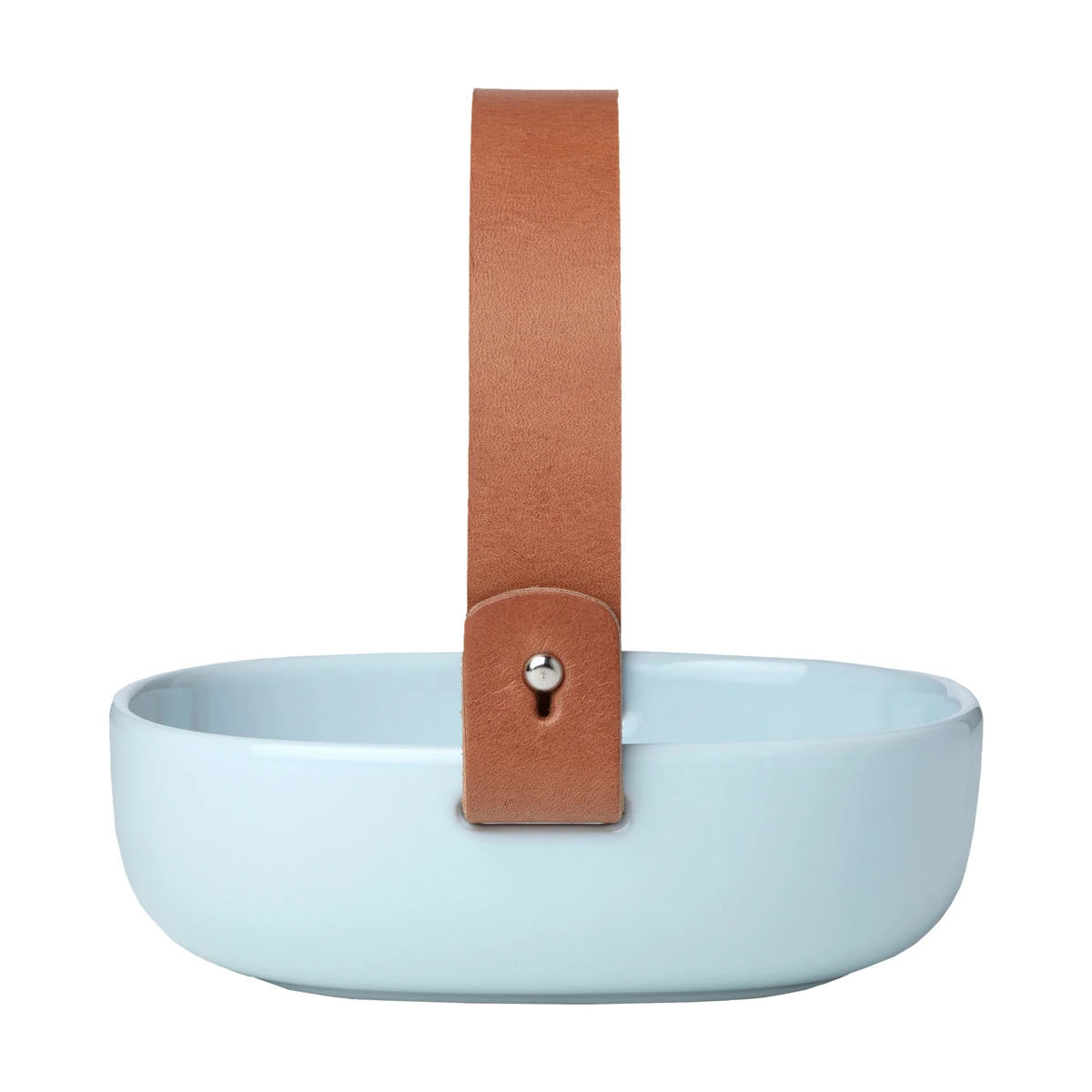 Marimekko Pikku Koppa Aqua Serving Dish W/ Leather Handle 3 Marimekko Pikku Koppa Aqua Serving Dish W/ Leather Handle