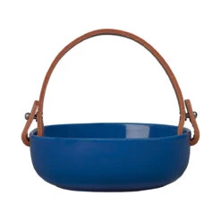 Marimekko Pikku Koppa Blue Serving Dish W/ Leather Handle