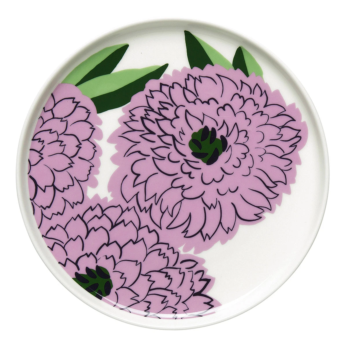 Marimekko Primavera White / Lilac / Green Salad Plate 3 Marimekko Primavera White / Lilac / Green Salad Plate
