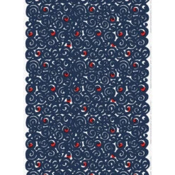 Marimekko Sonaatti White / Navy / Orange PVC-Coated Cotton Fabric
