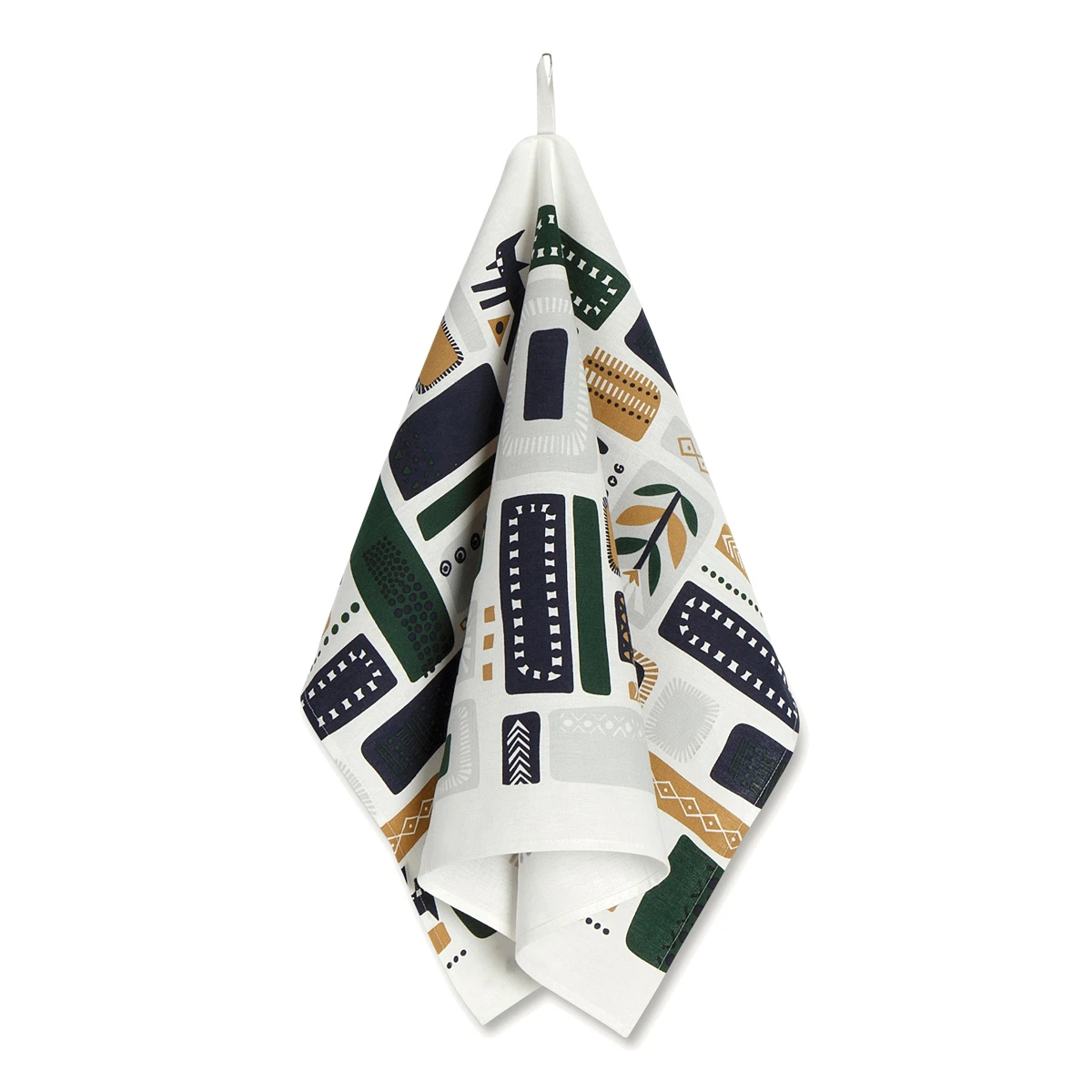 Marimekko Svaale White / Navy/ Green Tea Towel 4 Marimekko Svaale White / Navy/ Green Tea Towel - Image 2