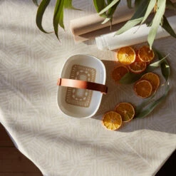 Marimekko Svaale Koppa Serving Dish W/ Leather Handle -Marimekko marimekko svaale koppa serving dish w leather handle 73