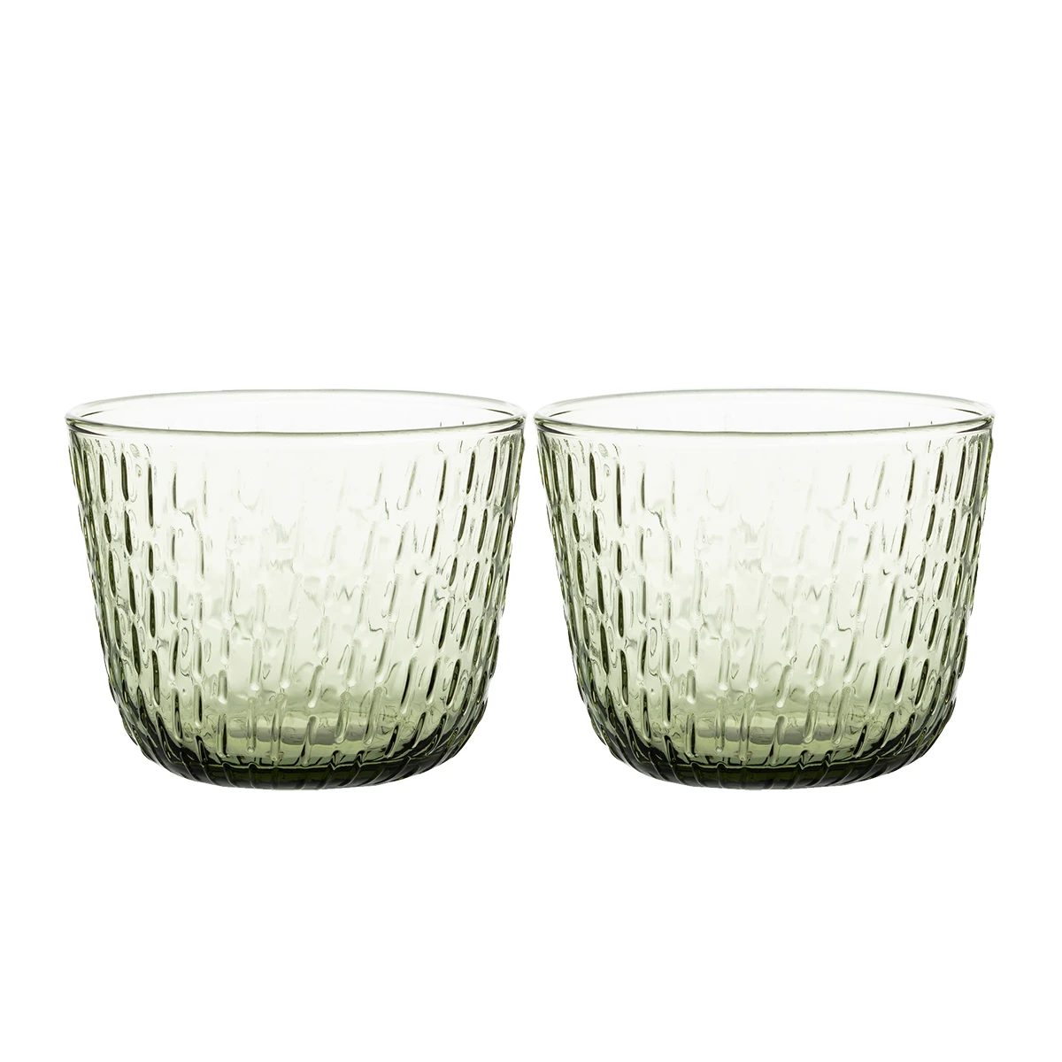 Marimekko Syksy Olive Green Glass Tumblers - Set Of 2 3 Marimekko Syksy Olive Green Glass Tumblers - Set Of 2