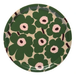 Marimekko Unikko Beige / Green Round Tray