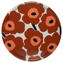 Marimekko Unikko Brown / Beige / Navy Large Round Tray