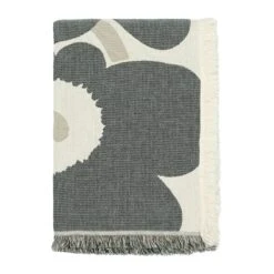 Marimekko Unikko Charcoal / Sand Large Throw Blanket