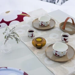 Marimekko Unikko Cranberry / Grey / Olive Coffee Cups - Set Of 2 -Marimekko marimekko unikko cranberry grey olive coffee cups set of 2 32