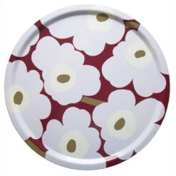 Marimekko Unikko Cranberry / Grey / Olive Round Tray 6 Marimekko Unikko Cranberry / Grey / Olive Round Tray -Marimekko marimekko unikko cranberry grey olive round tray 36