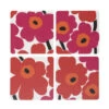Marimekko Unikko Red Plywood Coaster Set Of 4 -Marimekko marimekko unikko red plywood coaster set of 4 38