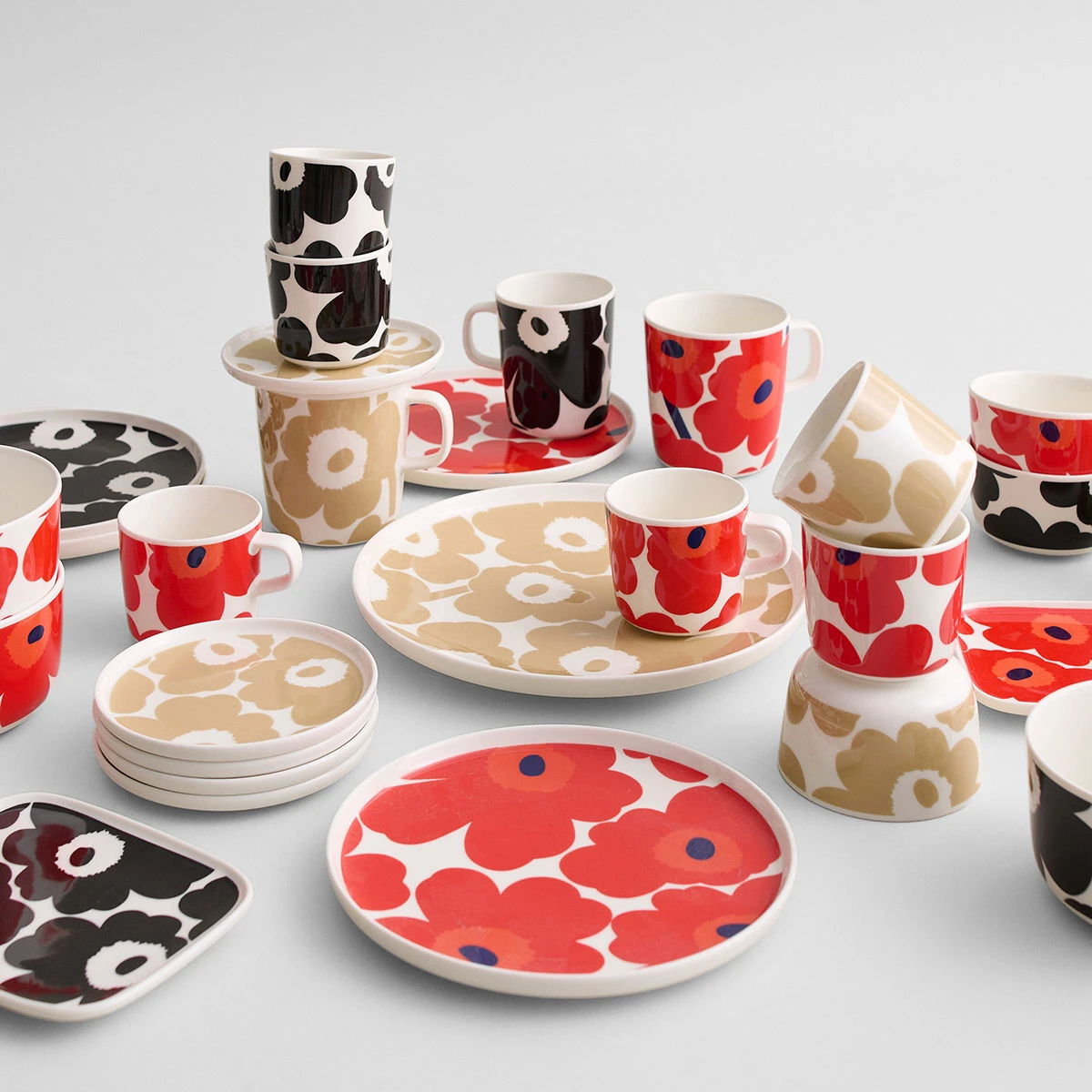 Marimekko Unikko White / Beige Dessert Bowl 3 Marimekko Unikko White / Beige Dessert Bowl