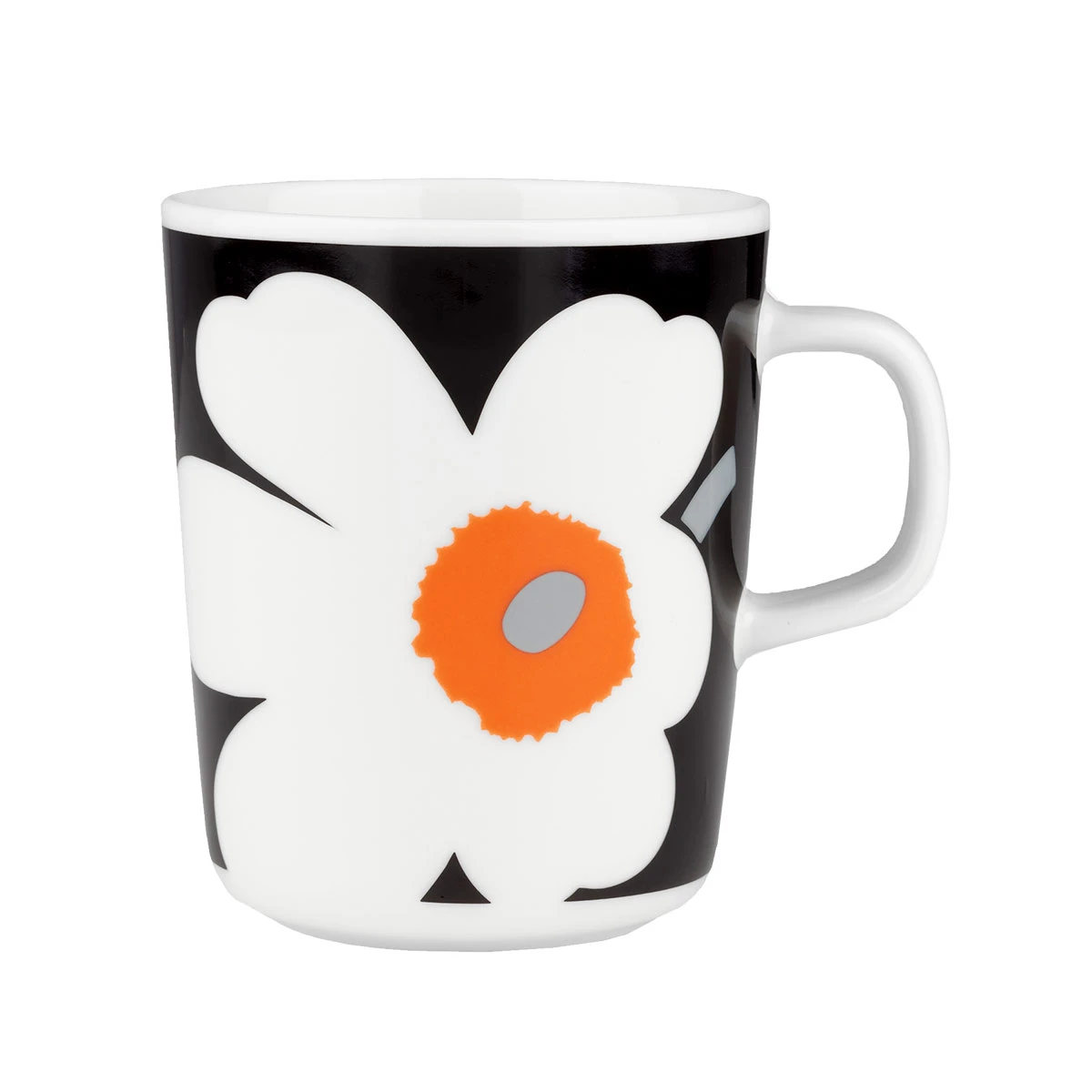 Marimekko Unikko White / Black / Orange Mug - Anniversary Edition 5 Marimekko Unikko White / Black / Orange Mug - Anniversary Edition - Image 3