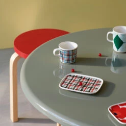 Marimekko Urdimbre White / Green / Red Small Plate -Marimekko marimekko urdimbre white green red small plate 19