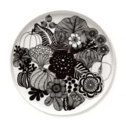 Marimekko Siirtolapuutarha Black / White Salad Plate